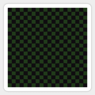 Wonky Checkerboard, Black and Green Magnet